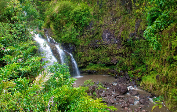 #029W The Road to Hana, Upper Waikani Falls, Maui 2010
